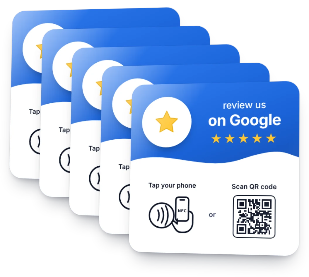 Gotove NFC kartice za Google recenzije s NFC oznakom i QR kodom